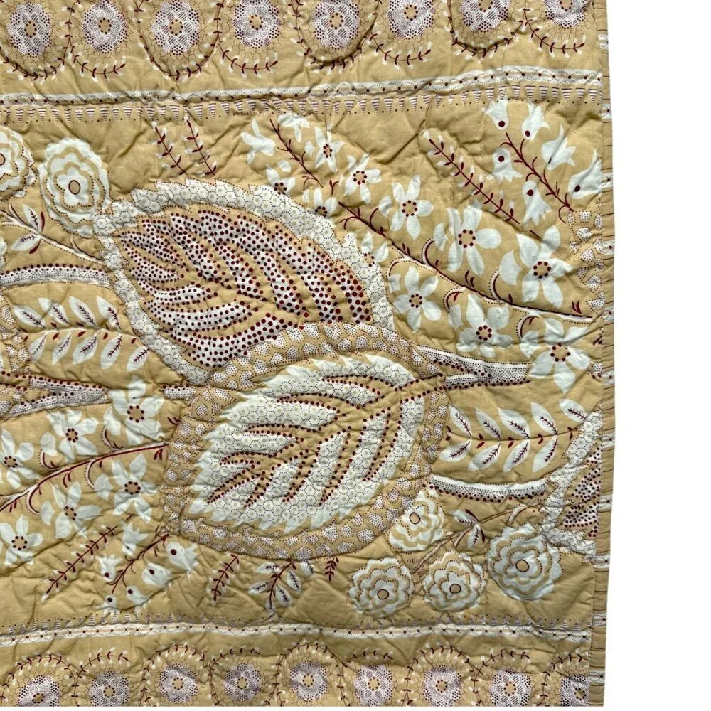 Restoration Hardware Quilted Pillow Sham Yellow Paisley Standard Pillowcase RefA